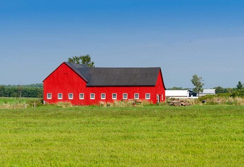 Framed Red barn in Grenville County in Ontario, Canada Print