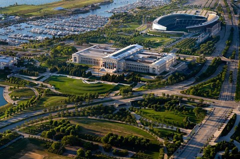 Framed Field Museum and Soldier Field, Chicago, Illinois Print