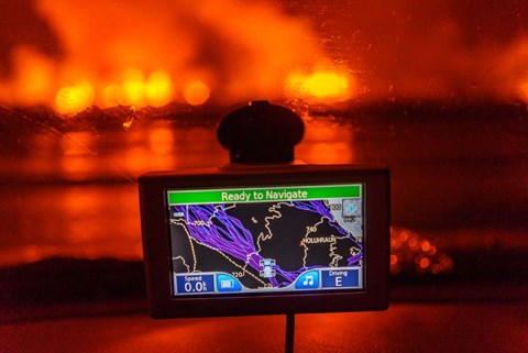 Framed GPS with the Holuhraun Fissure Eruption, Northern Iceland Print