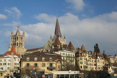 Framed Cathedral, Lausanne, Switzerland Print