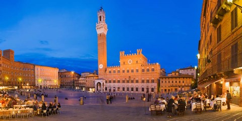 Framed Clock Tower, Torre Del Mangia, Tuscany, Italy Print