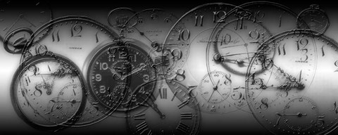 Framed Montage of Old Pocket Watches Print