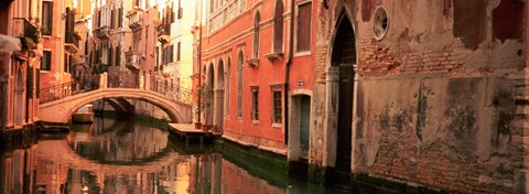 Framed Building Reflections In Water, Venice, Italy Print