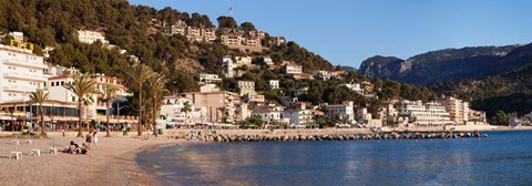 Framed Playa d'es Traves Beach, Port de Soller, Majorca, Balearic Islands, Spain Print