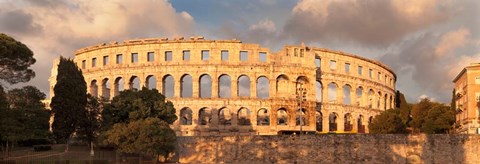 Framed Roman amphitheater at sunset, Pula, Istria, Croatia Print