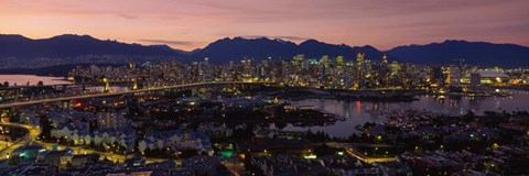 Framed Vancouver at Dusk, British Columbia, Canada Print