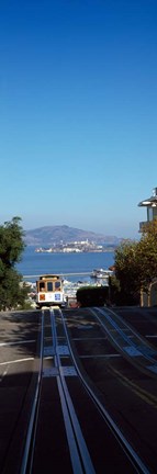 Framed Cable Car near Alcatraz Island, San Francisco Bay Print
