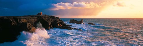 Framed Stormy Weather on Quiberon Coast, Morbihan, Brittany, France Print