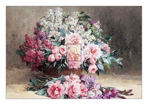 Framed Lilac and Peonies with Irises Print