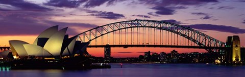 Framed Sydney Harbor Bridge At Sunset,  Australia Print