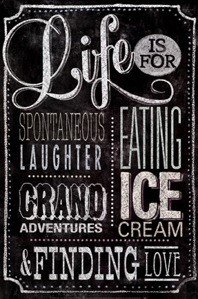 Framed Chalkboard - Meaning Of Life Color Print