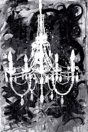 Framed Chandelier Black and White Print