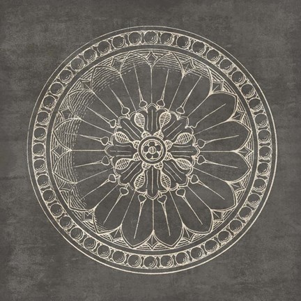 Framed Rosette I Gray Print
