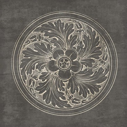 Framed Rosette II Gray Print