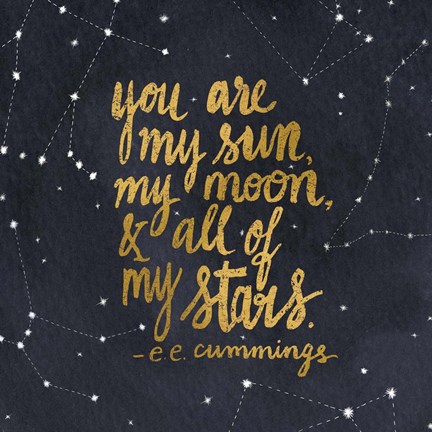 Framed Starry Words III Gold Print