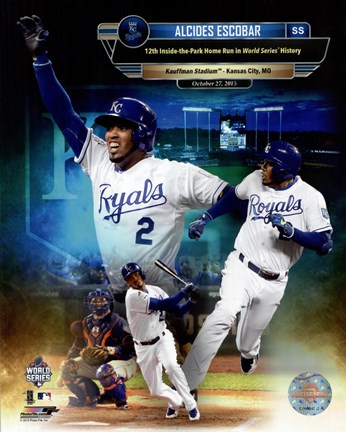 Framed Alcides Escobar 12th Inside-the-park Home Run in world Series History Composite Print