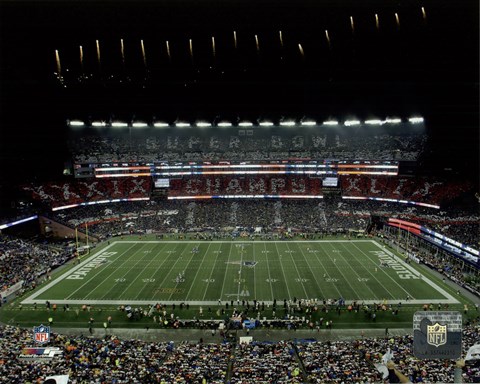 Framed New England Patriots unveil the Super Bowl XLIX championship banner at Gillette Stadium 2015 Print