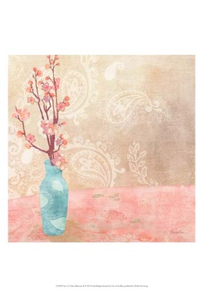 Framed Vase of Cherry Blossoms II Print