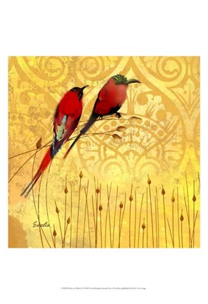 Framed Wren on Yellow II Print