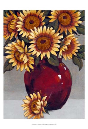 Framed Vase of Sunflowers II Print
