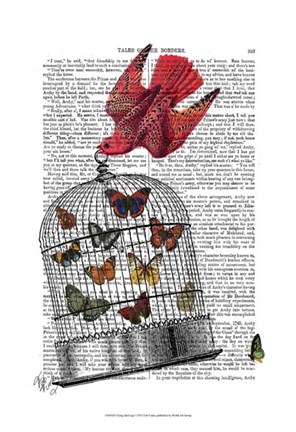 Framed Flying Birdcage Print