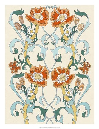 Framed Nouveau Floral Pattern I Print