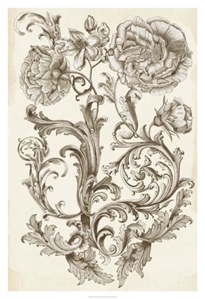 Framed Flora &amp; Filigree I Print