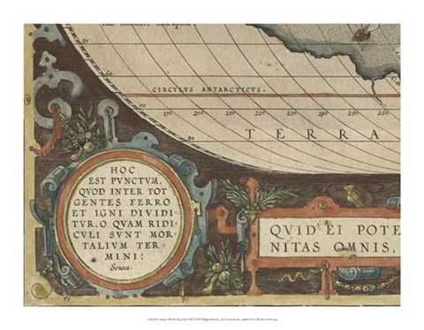 Framed Antique World Map Grid VII Print
