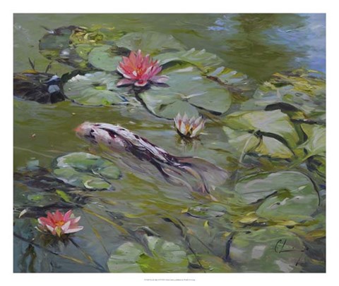 Framed Koi &amp; Lilies III Print