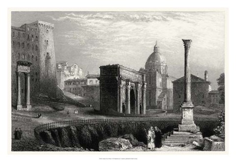 Framed Antique View of Rome Print