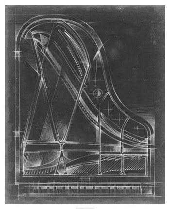 Framed Grand Piano Diagram Print