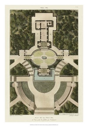 Framed Plan De La Villa Pia Print
