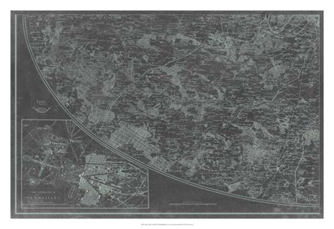 Framed Map of Paris Grid III Print