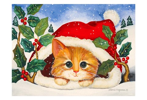 Framed Christmas Kitten Print