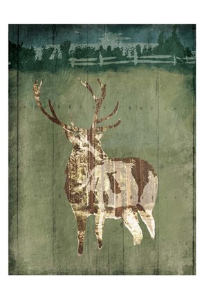 Framed Deer In The Field Print
