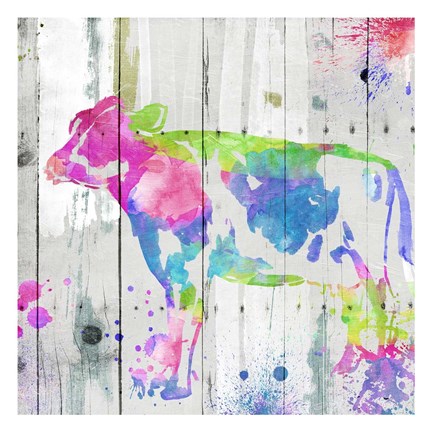 Framed Cow Colorful Print