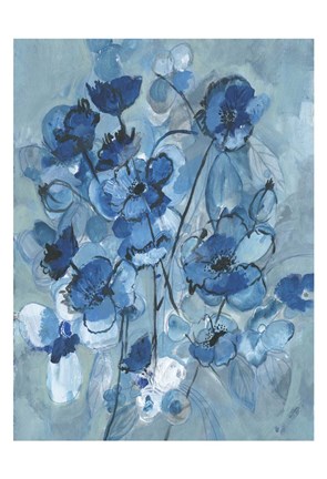 Framed Blue Hue Bouque Print