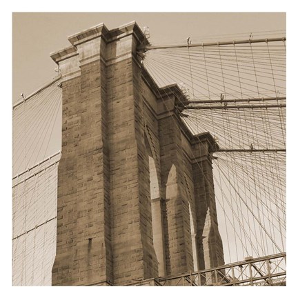 Framed Sepia Brooklyn Bridge Print