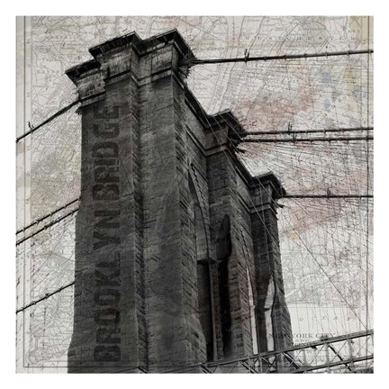 Framed Vintage Brooklyn Bridge Print