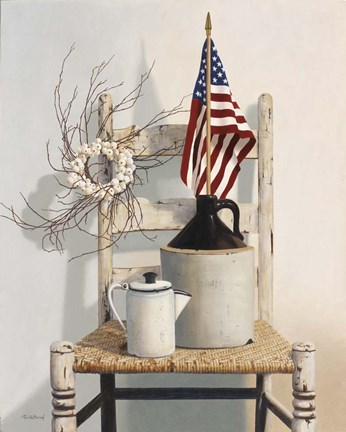 Framed Chair With Jug And Flag Print