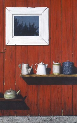 Framed Red Barn Antiques Print