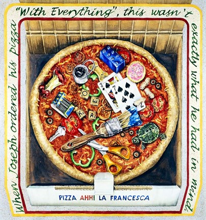 Framed Pizza With Everthing Print
