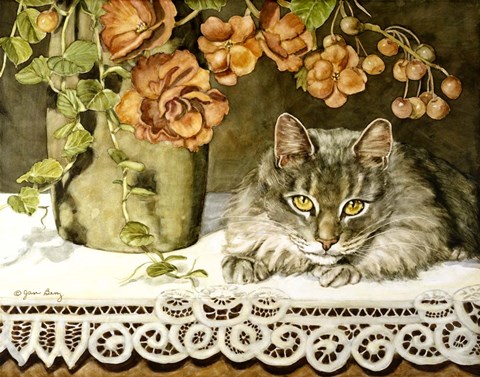 Framed Chelsea And The Begonias Print