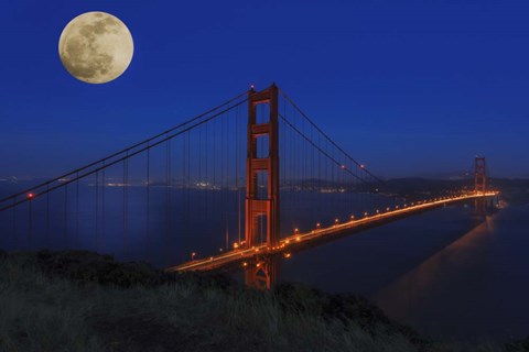 Framed Golden Gate Bridge Full Moon Print