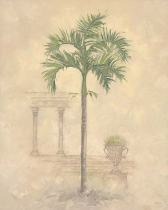 Framed Palm With Architecture 1 Print