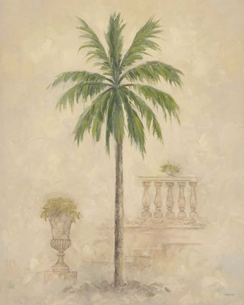 Framed Palm With Architecture 4 Print