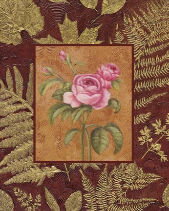 Framed Pink Flowers With Leaf Border Print