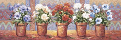 Framed Row Of Flower Pots - A Print