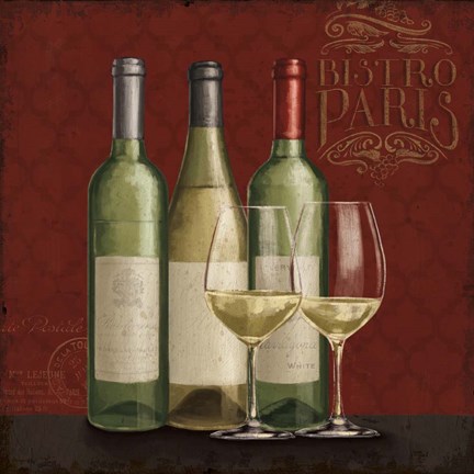 Framed Bistro Paris White Wine Print