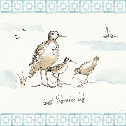 Framed Sandpiper Sea I Print